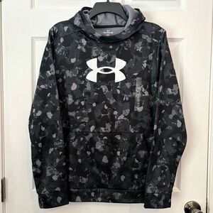 Under Armour Boys Hoodie Size Youth XL Black All Over Print Big Logo